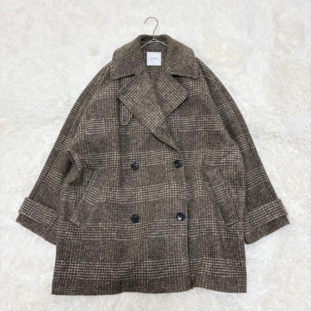 美品✨Spick&Span Wスライバーチェックハーフコート38 ブラウン Spick & Span Wスライバーチェックハーフコート38 新品 Spick & Span
