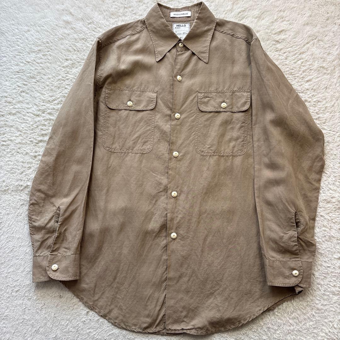 美品 マディソンブルー ハンプトンラミーシャツ マダムシャツ ベージュ