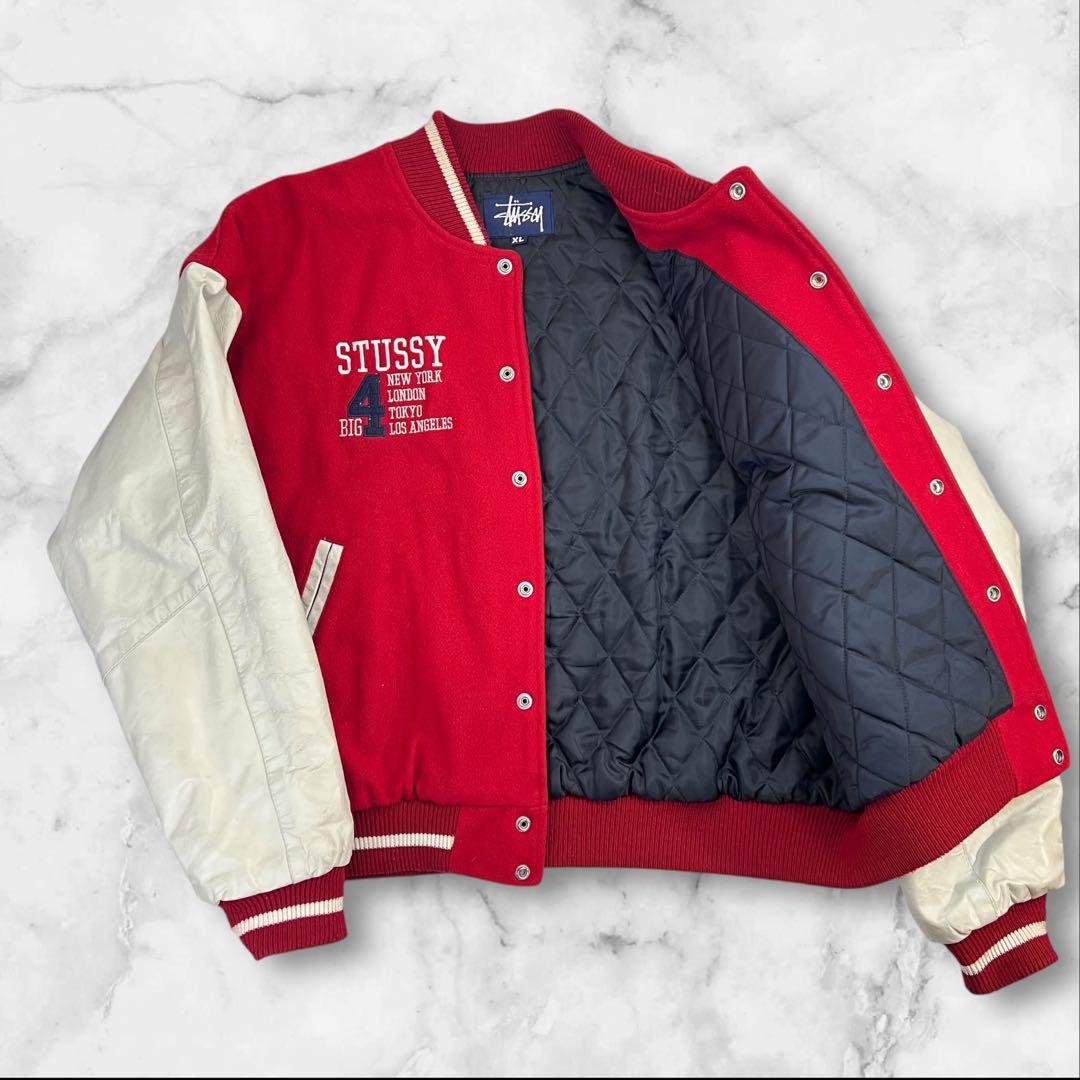 美品 90s STUSSY ステューシー BIG4 スタジャン サイズXL - メルカリ