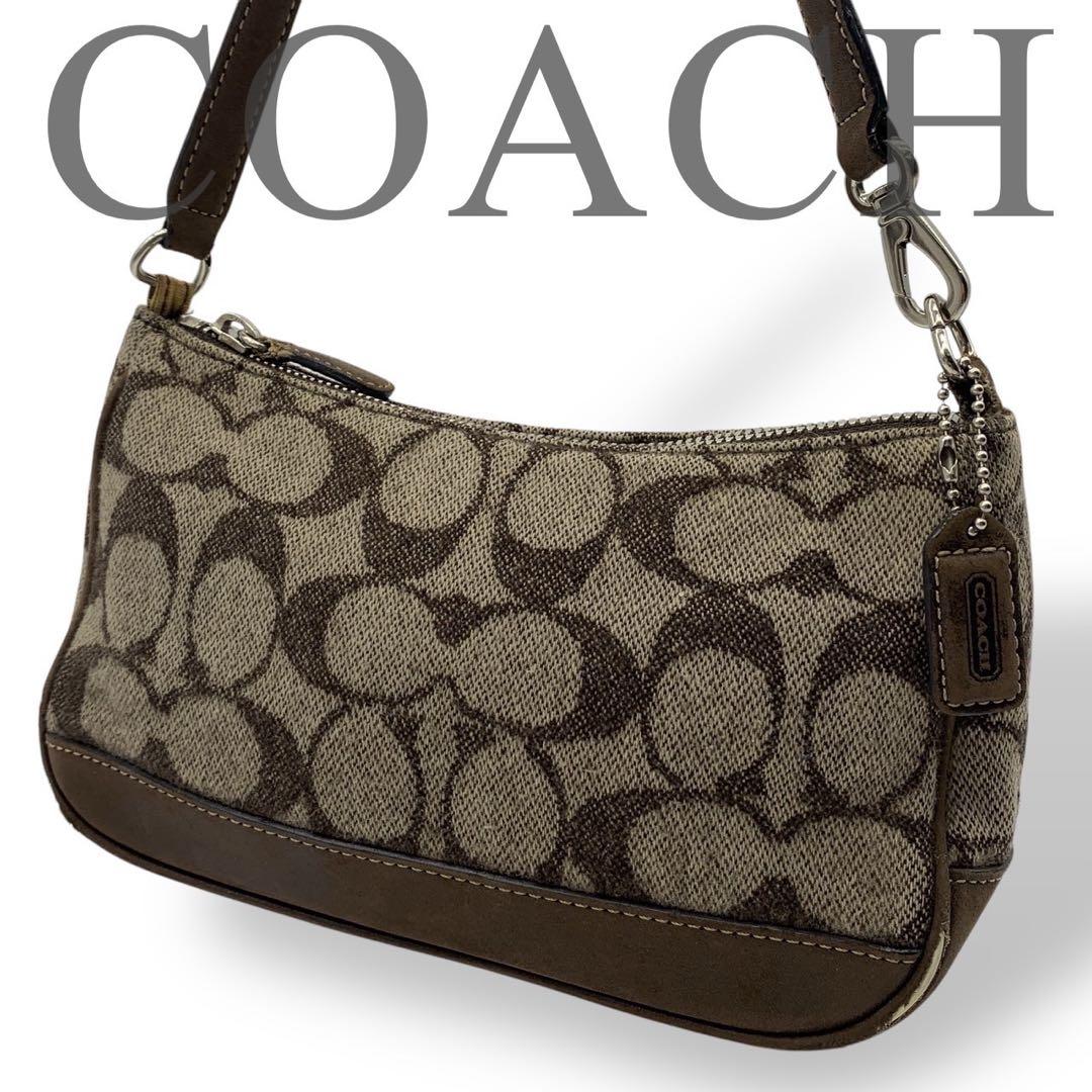COACH コーチ アクセサリーポーチ シグネチャー 肘掛け ブラウン