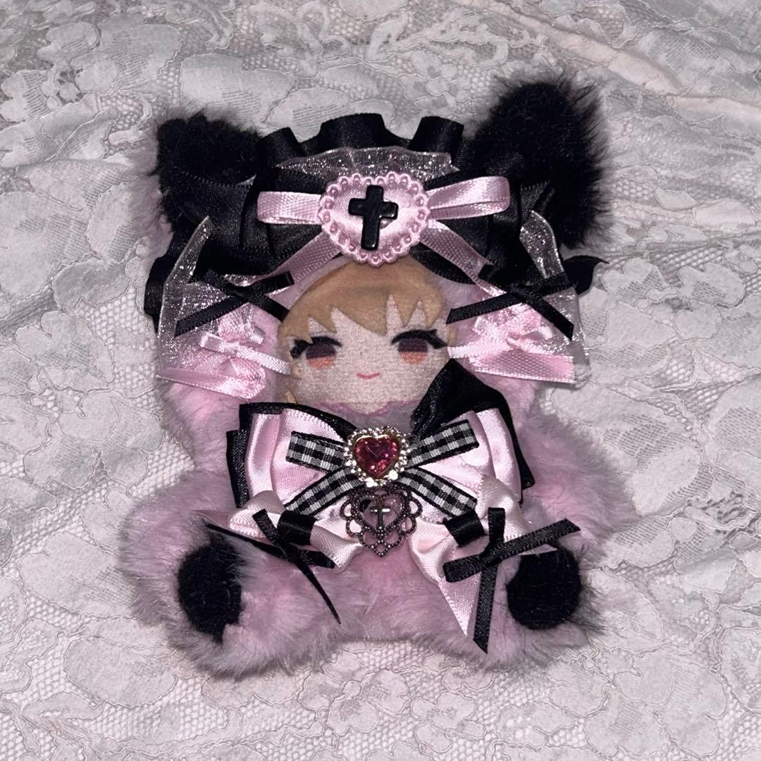 おすわりぬい服 10cm〜12cm ピンク×黒 猫耳 量産型 地雷 - メルカリ