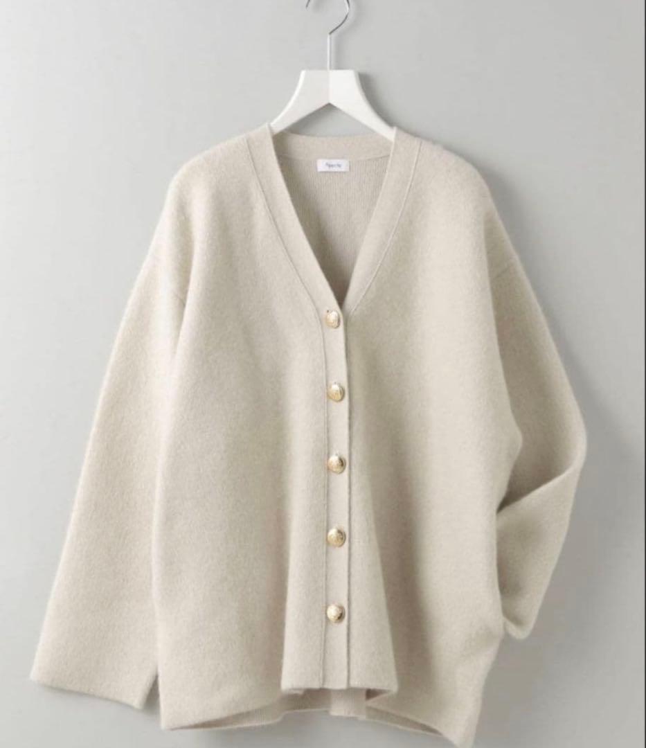 【完売品】A part by CNラクーンコン Vネックカーディガン A part by（アパートバイ） カーディガン CNラクーンコンVカーディガン