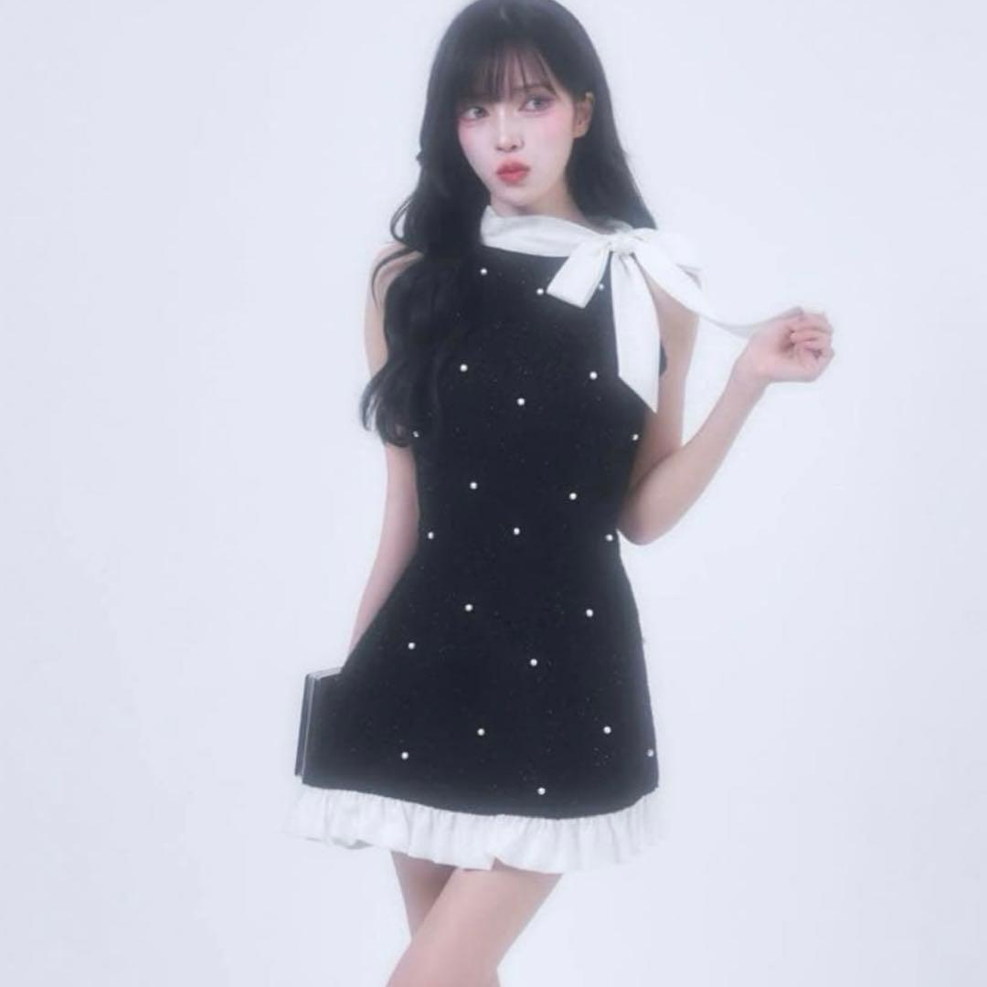 ベリアミミ　ツイード　パール　ミニワンピース ツイードパールミニワンピース