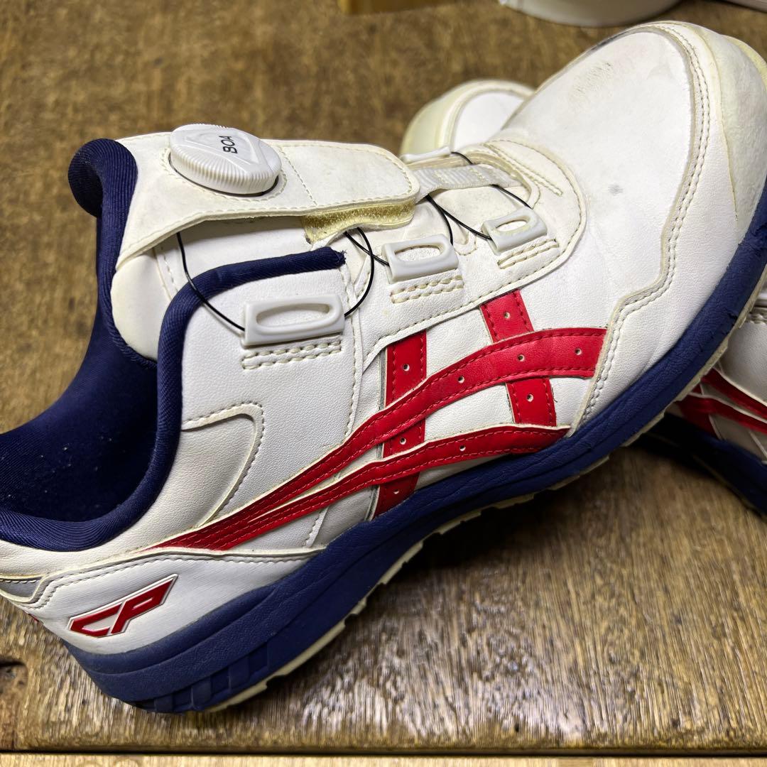アシックス asics 安全靴 セーフティシューズ 白 紺 赤 26cm BOA