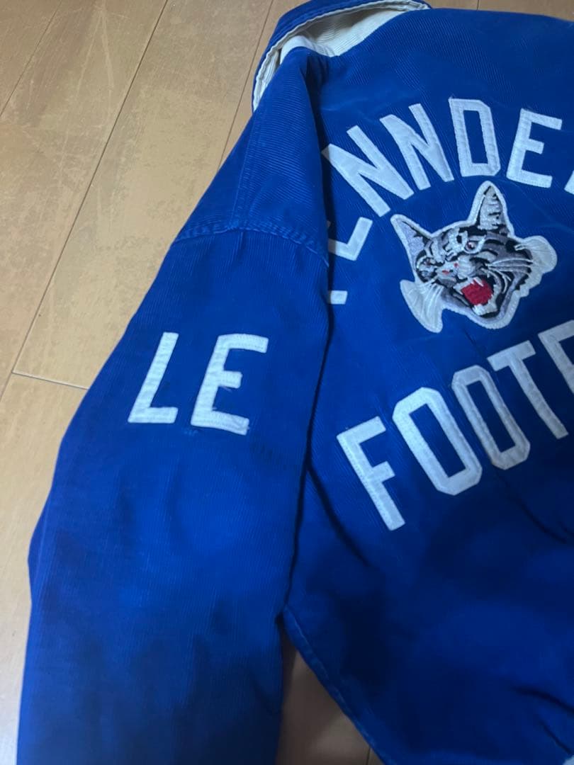 Rennoc スタジャン コーデュロイ 青 猫刺繍 古着 ヴィンテージ - メルカリ