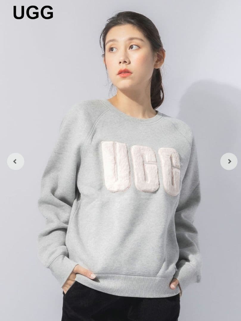UGG グレー ロゴ スウェット UGG Australia アグオーストラリア ファー ロゴ クルーネック