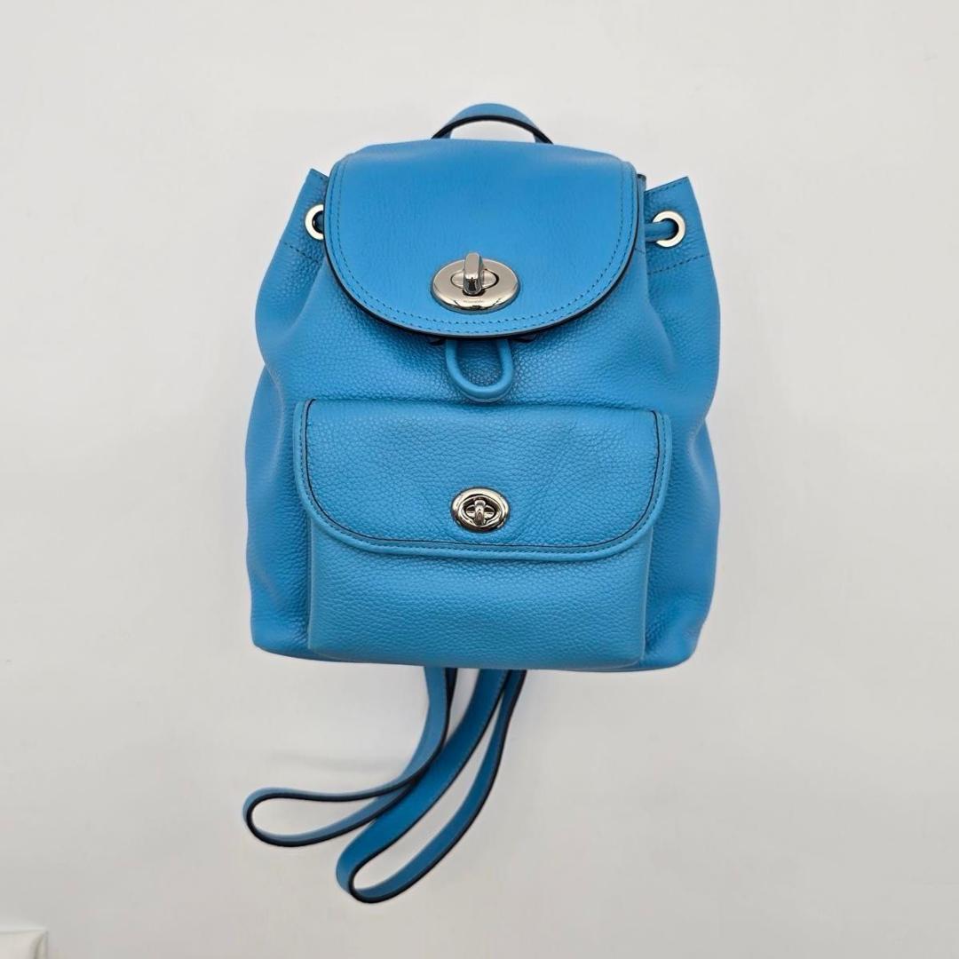 美品 COACH コーチ ミニリュック ターンロック 巾着 レザー 37581