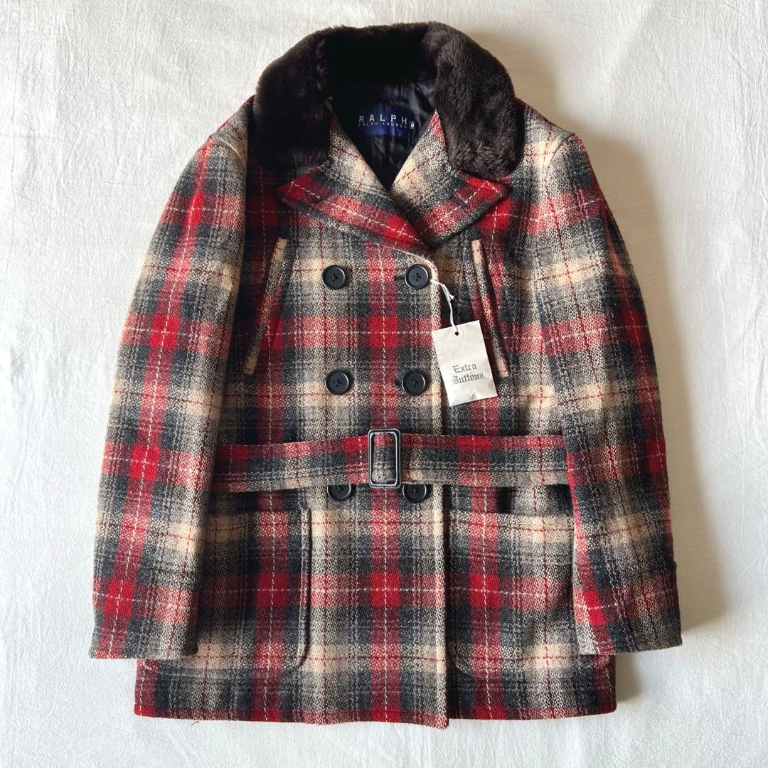 【極美品】RALPH LAUREN ウールコート チェック ダブル ベルト付き 中古・古着通販】RALPH LAUREN (ラルフローレン) チェックウールコート