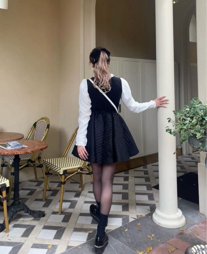 トリートユアセルフ 6th アニバーサリーベロアミニワンピース ブラック