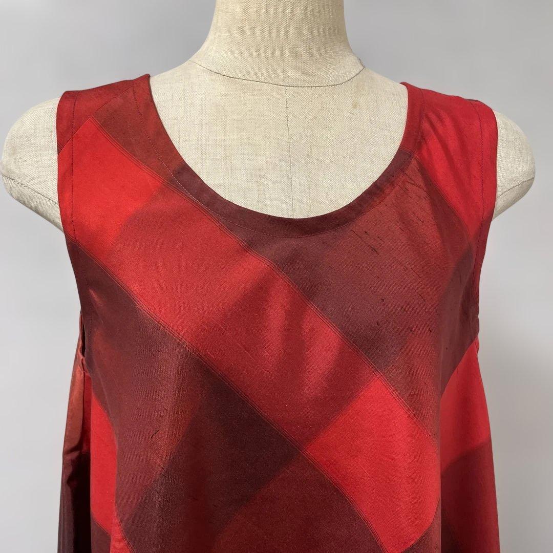 着物ワンピーステントラインマキシ丈《14》紬や大島紬等《7マルキ含む》M〜L