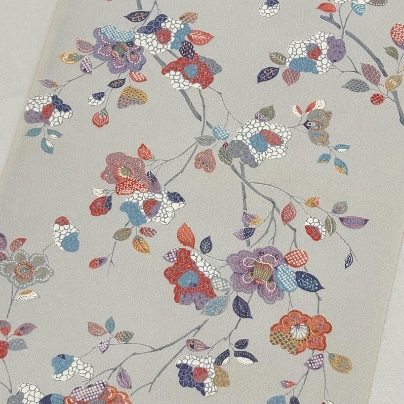 ゆりのはな 小紋着尺反物 小紋 着尺 反物 丹後ちりめん 花柄 正絹 B802