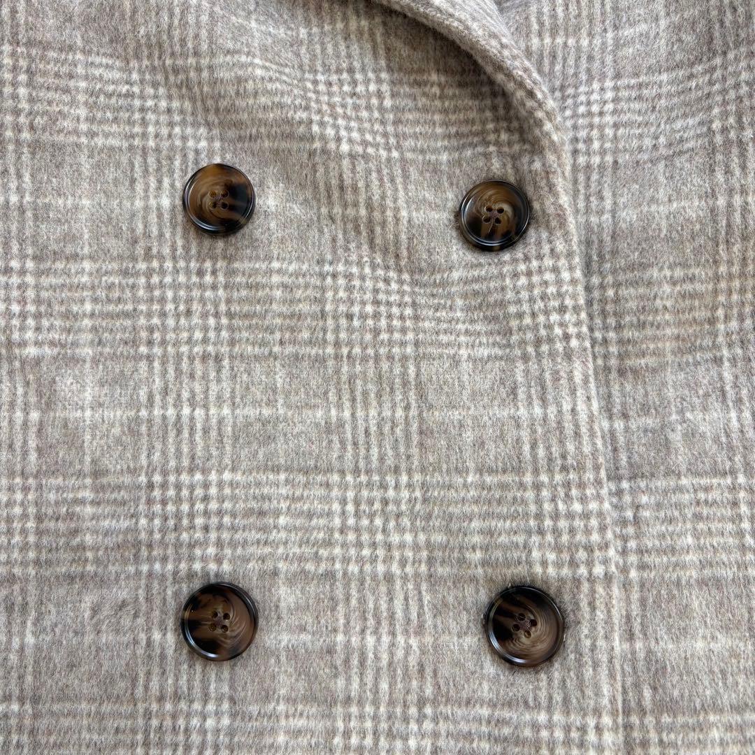 新品 COHINA コヒナ ミドル丈チェックコート F ウール混 ベージュ系