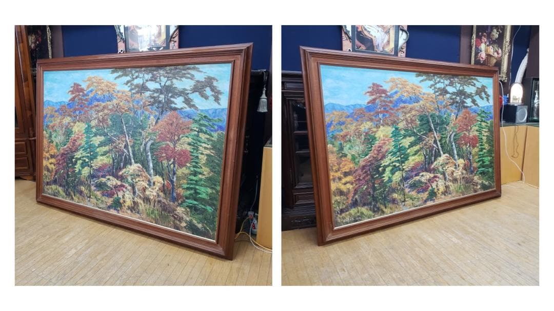 K21 白日会会員 濱口佐蔵作 1976年作 油絵100号 額