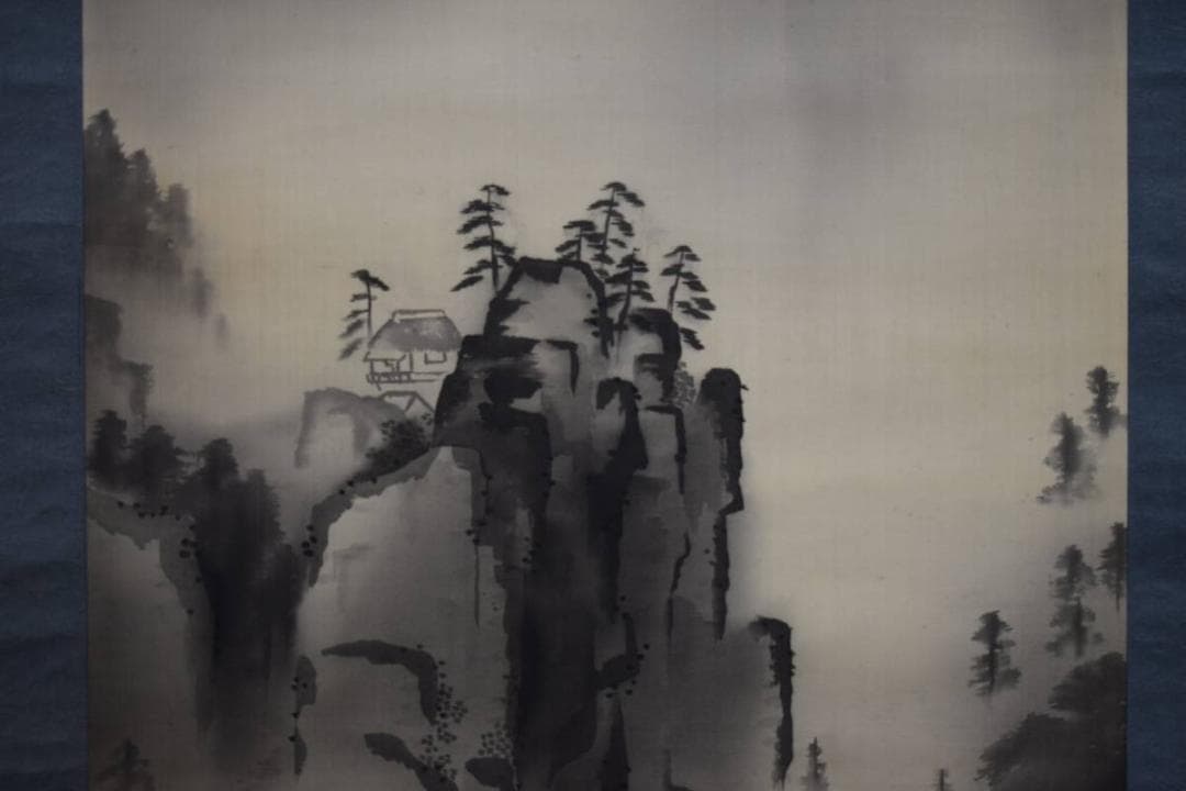 真作/芳観/渓山春靄図/山水図/布袋屋掛軸HE-350 真作/山内信一/瀑布図/布袋屋掛軸HG-306 真作/六華/山水人物図/布袋屋