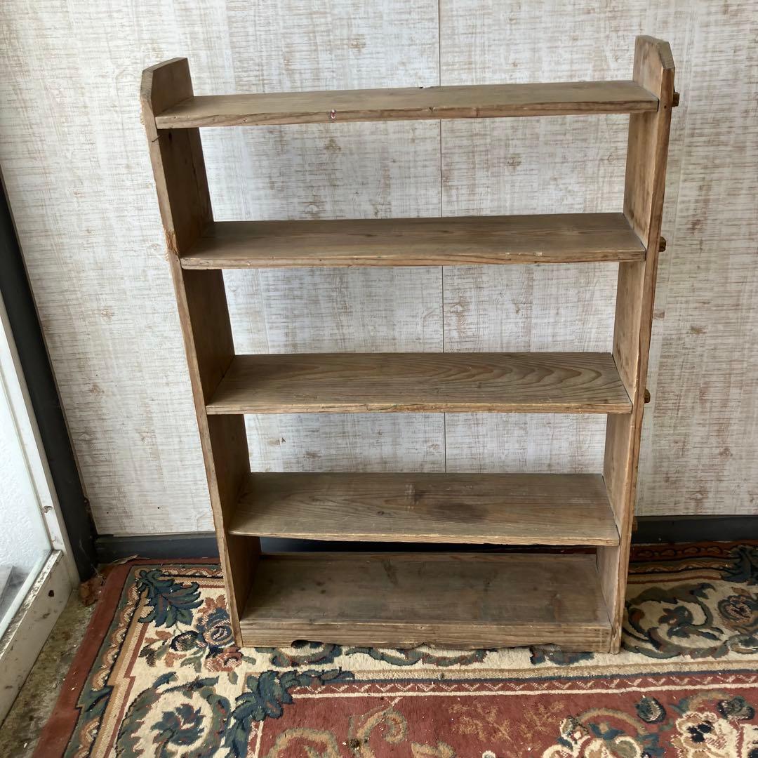 昭和レトロ ミッドセンチュリー くさび型 楔棚 木製飾り棚 オープン