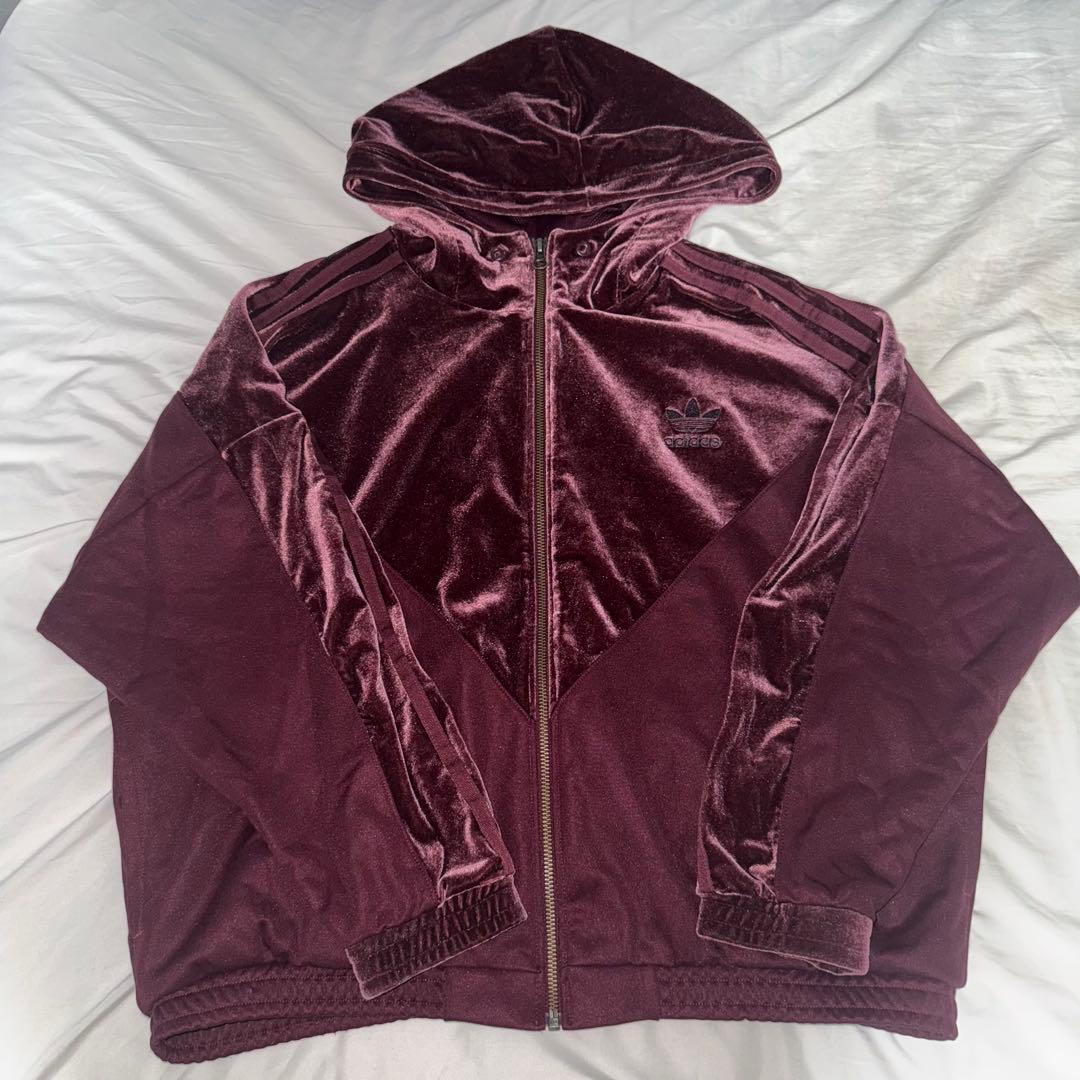 adidas original バーガンディ ベロア ジャージセットアップ - メルカリ