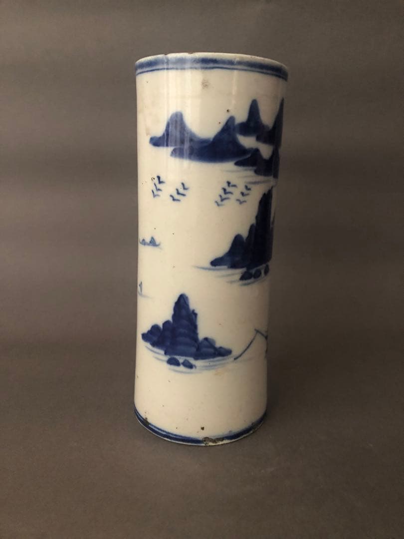 中国骨董古美術 染付青花雲堂手 花瓶 アンティーク