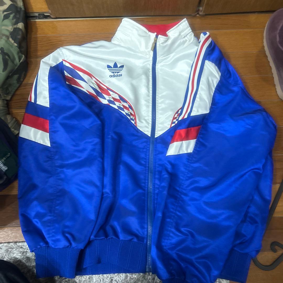 adidas ナイロンジャケット 青/白/赤 デサント 90s - メルカリ