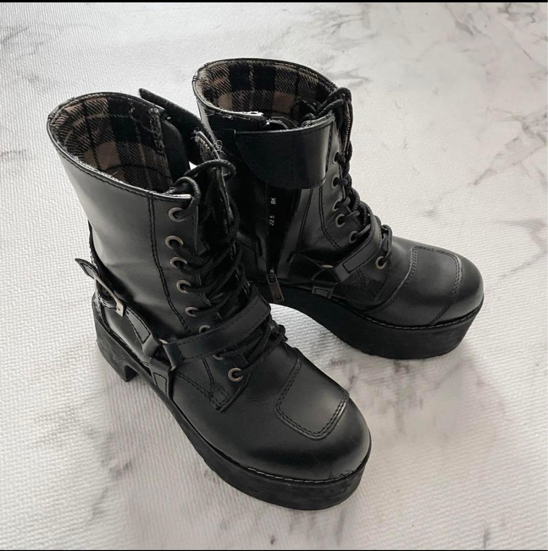 WILDWING 女性用 超厚底 バイクブーツ 22.5cm かかと8cm - メルカリ