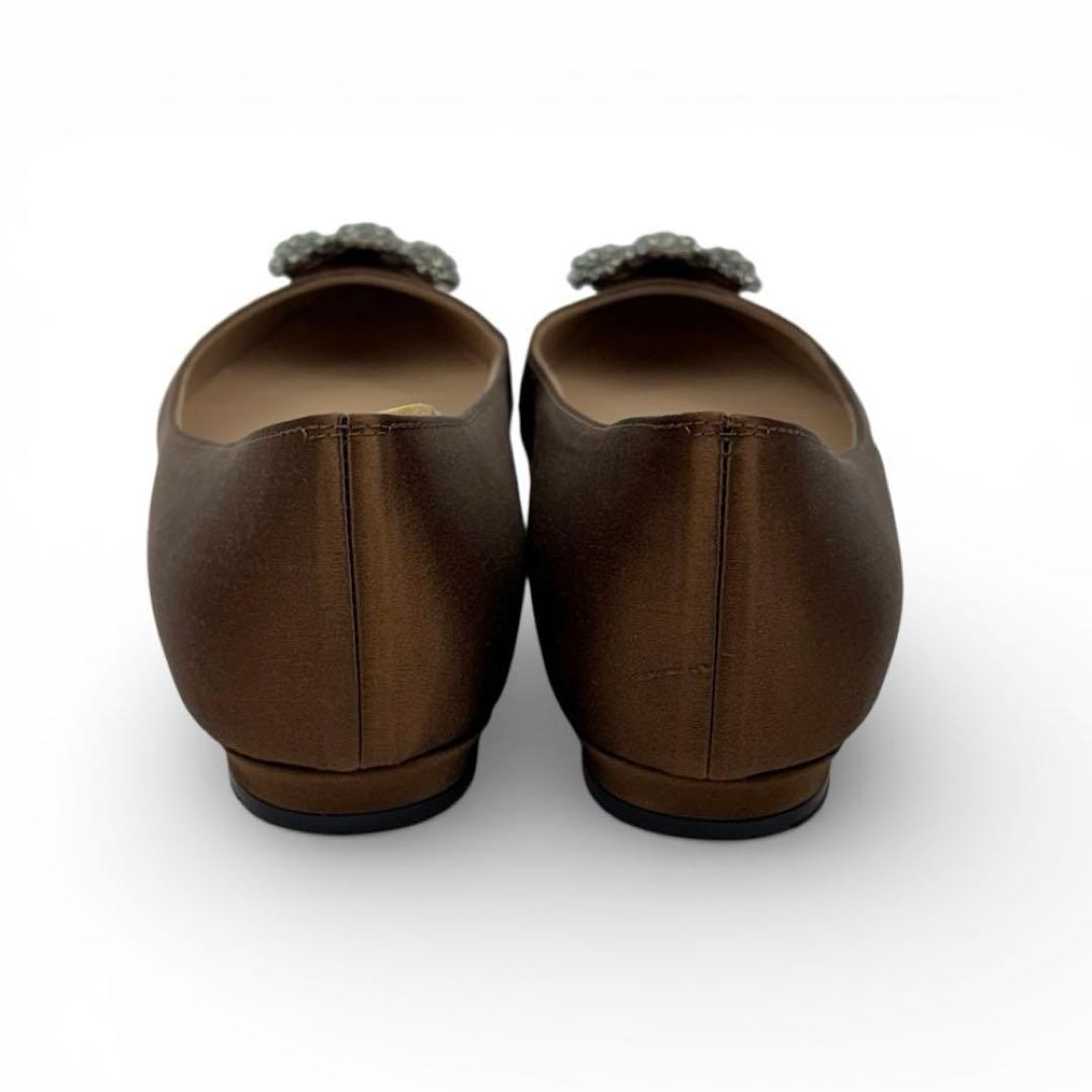 美品】マノロブラニク ハンギシ 36 23cm ブラウン サテン パンプス