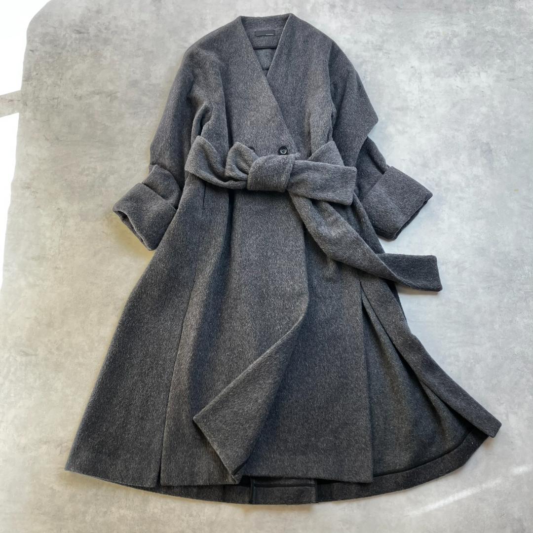 美品　スタイリング　ケイシラハタ　シャギーウールノーカラーボリュームコート754 FOCUS OF “kei shirahata” | SILK WOOL SERIES