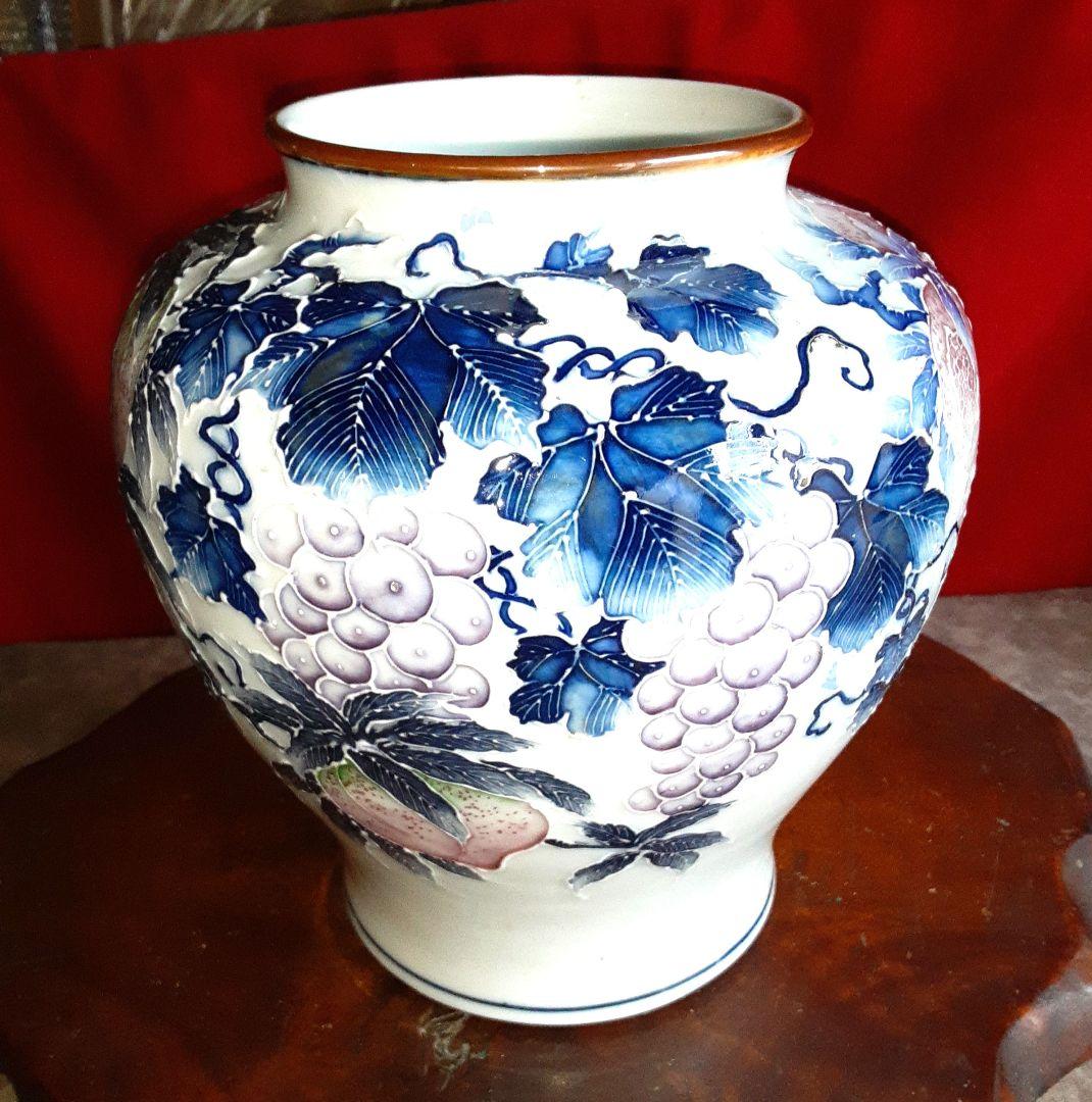 河本礫亭 青華白盛果実文 花瓶 S - メルカリ