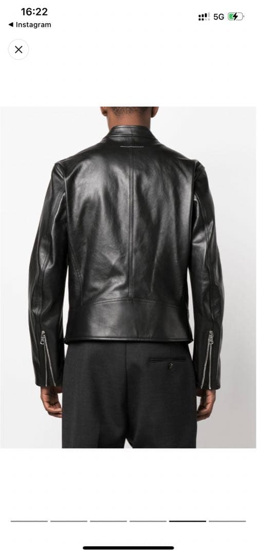 46新品 MM6 メゾンマルジェラ ハの字 レザー ライダース ジャケット 黒