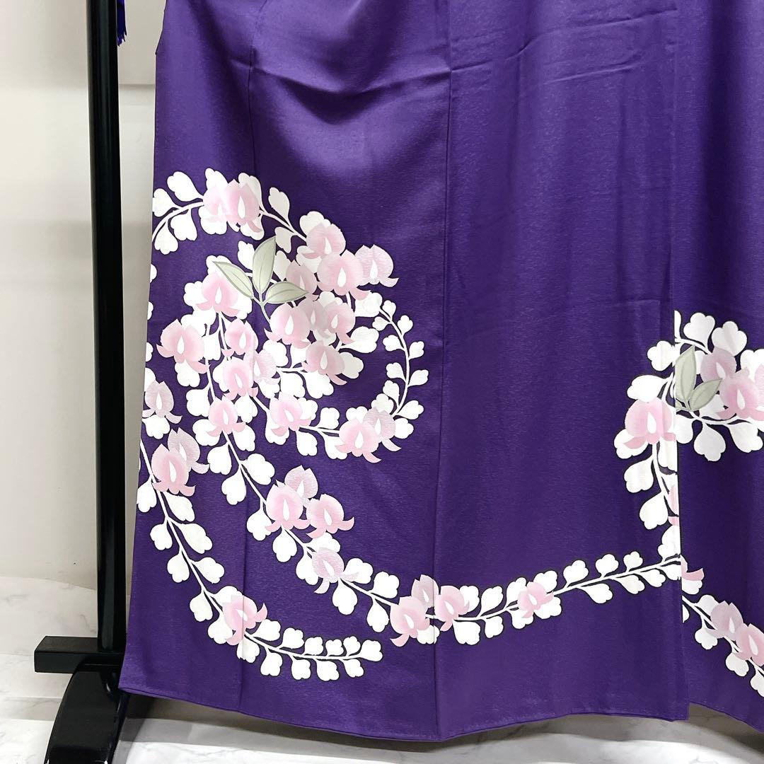 訪問着 藤の花 格子地紋 パープル 着物 025k - メルカリ