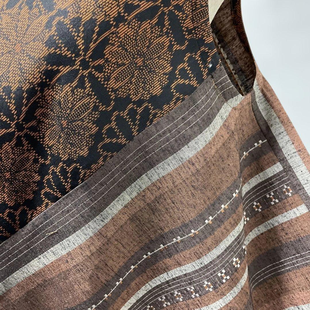 着物ワンピーステントラインマキシ丈《15》紬や大島紬等M〜L