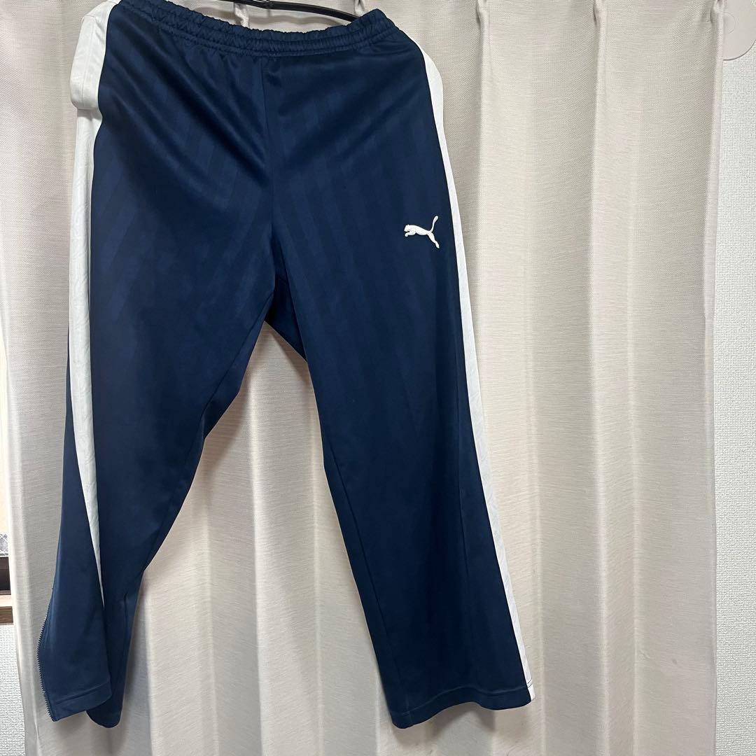 Puma ネイビー サイドストライプ ワイドジャージパンツ - メルカリ