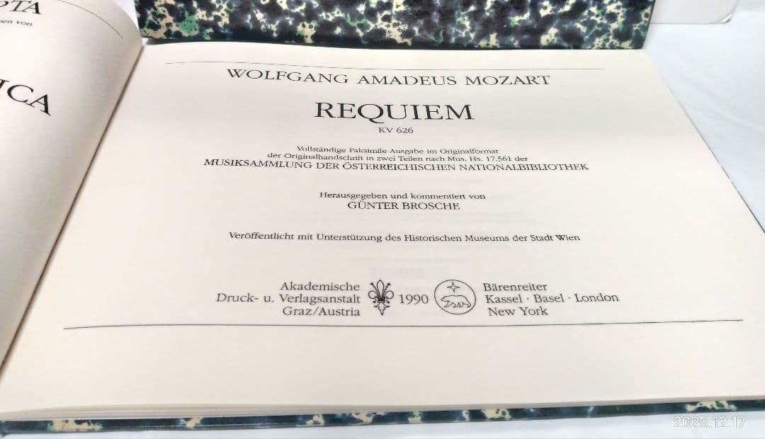 限定版】モーツァルト レクイエム 自筆譜ファクシミリ版 3冊組 1990年