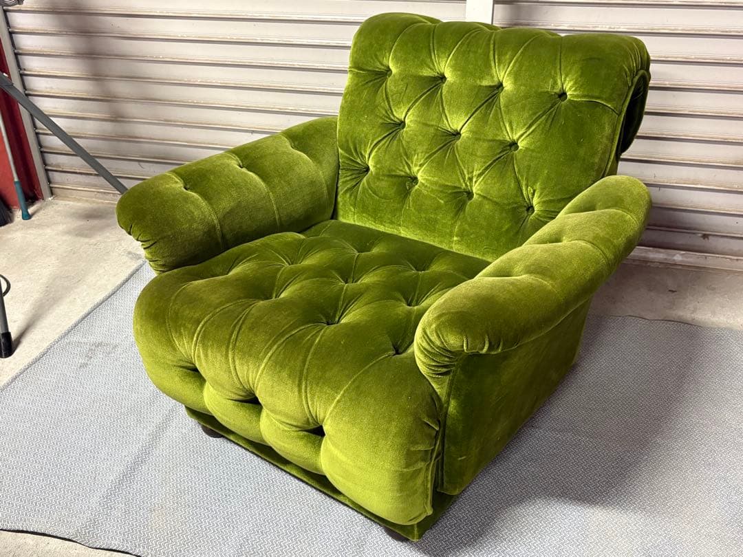 ☆GJ206山口県下松市より オールドカリモク 1人がけソファ　モケットグリーン モケットグリーン – カリモク60オフィシャルショップ