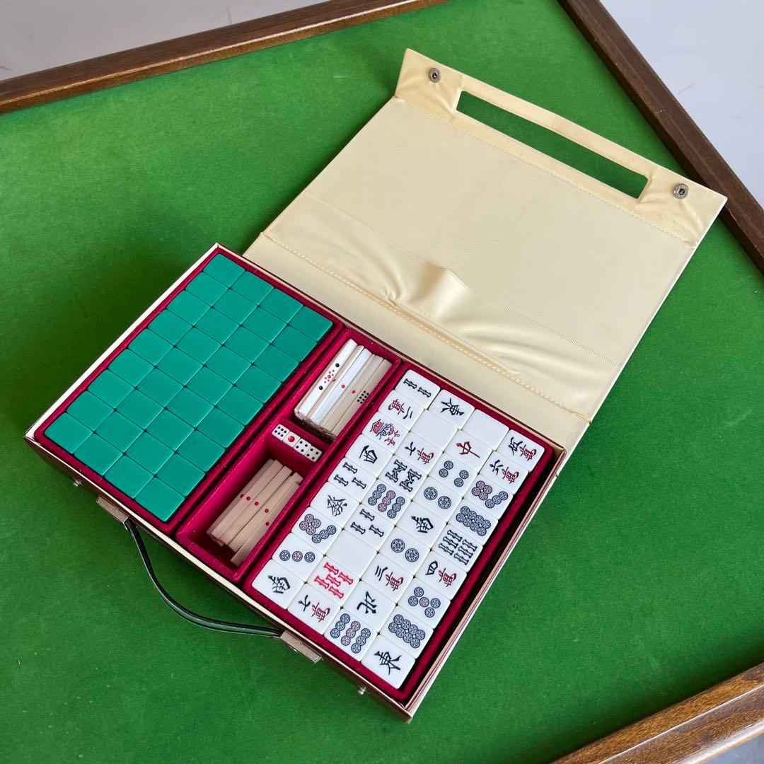 ヴィンテージ 光工芸社 木製 手打ち 麻雀卓 手積み 麻雀牌 セット 定価