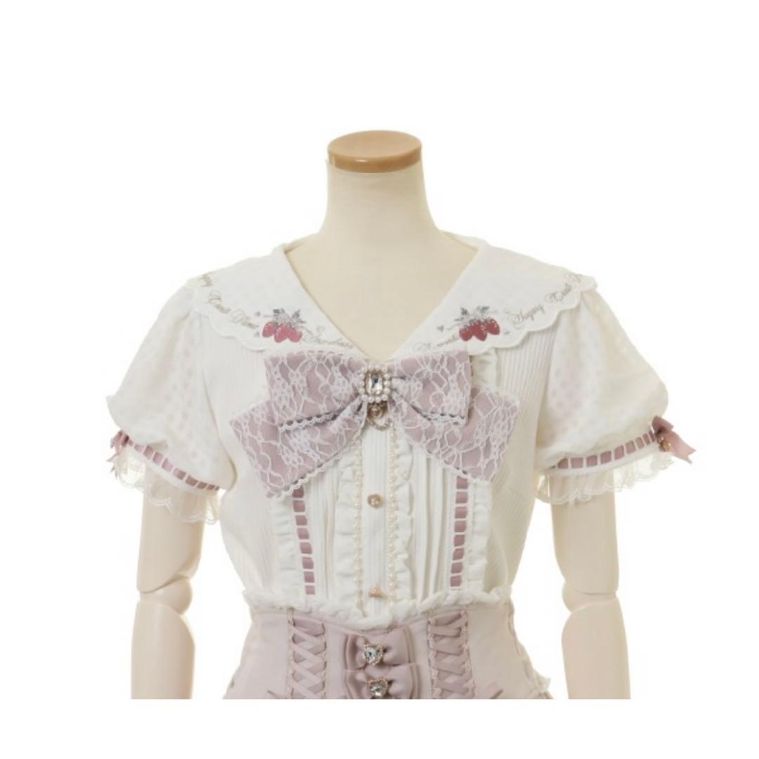 LIZLISA ストロベリー刺繍セーラーリブブラウス - メルカリ