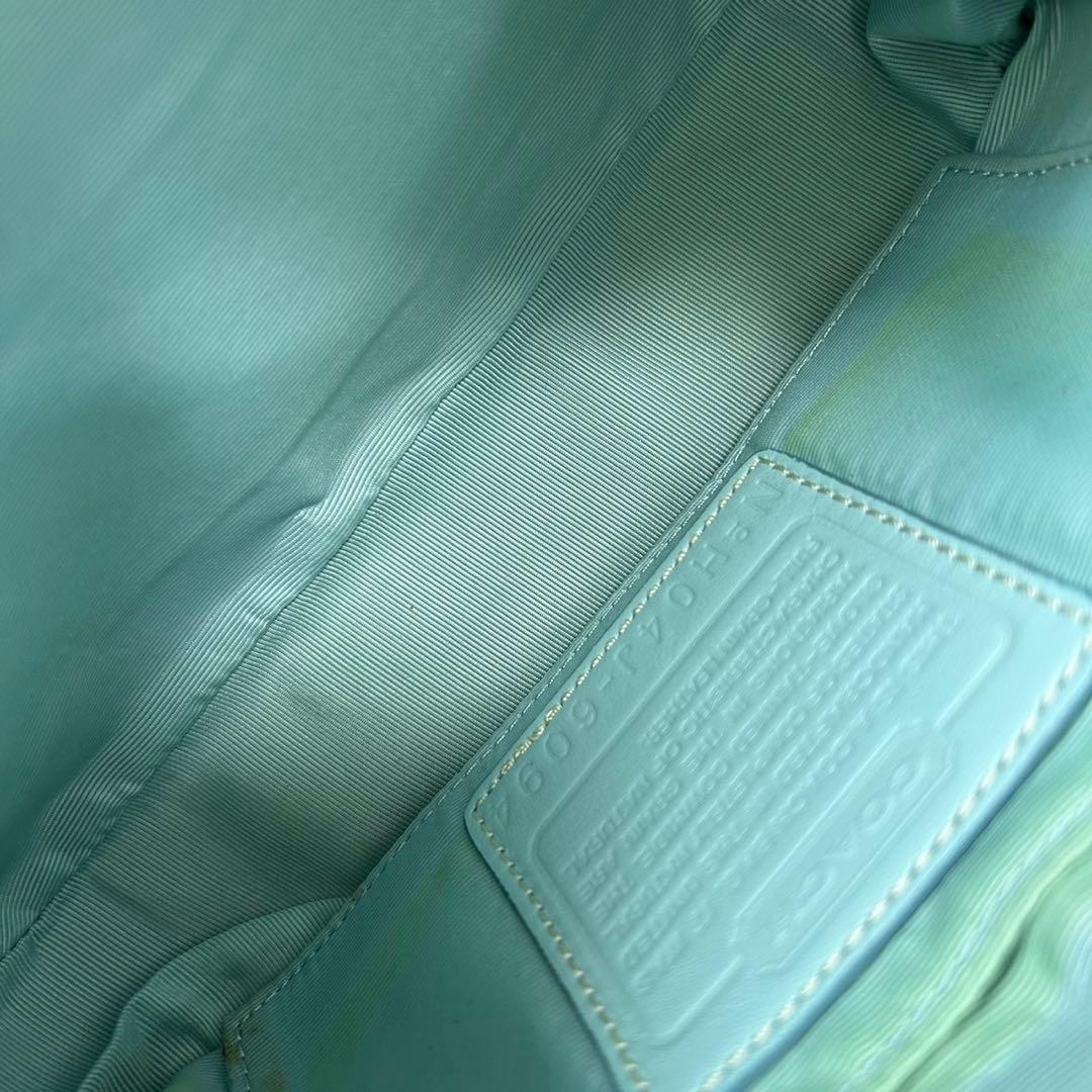 極美品/カード付】コーチ 6094 ソーホー ワンハンドバッグ 手提げ 水色