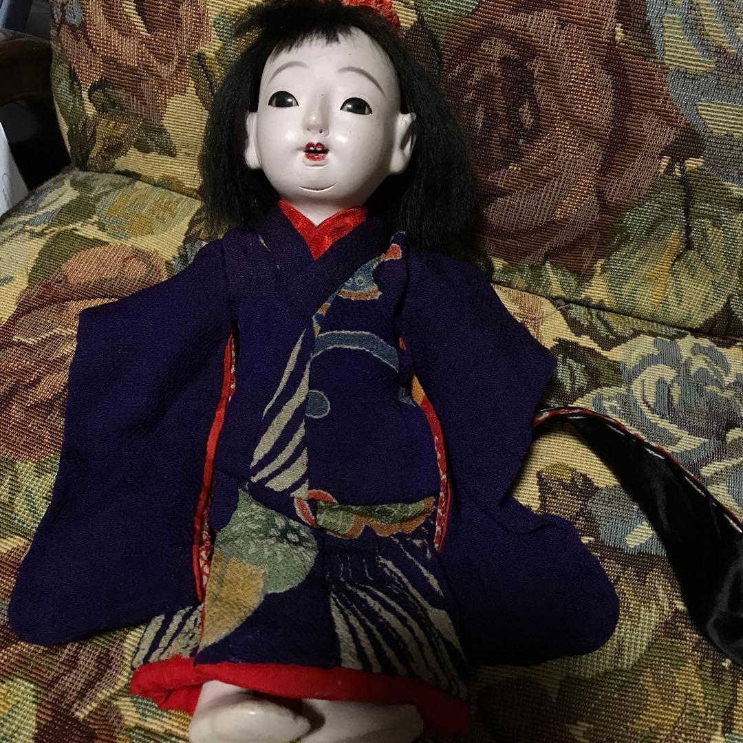 市松人形 小さい 6号 大正時代 女の子 江戸縮緬着物