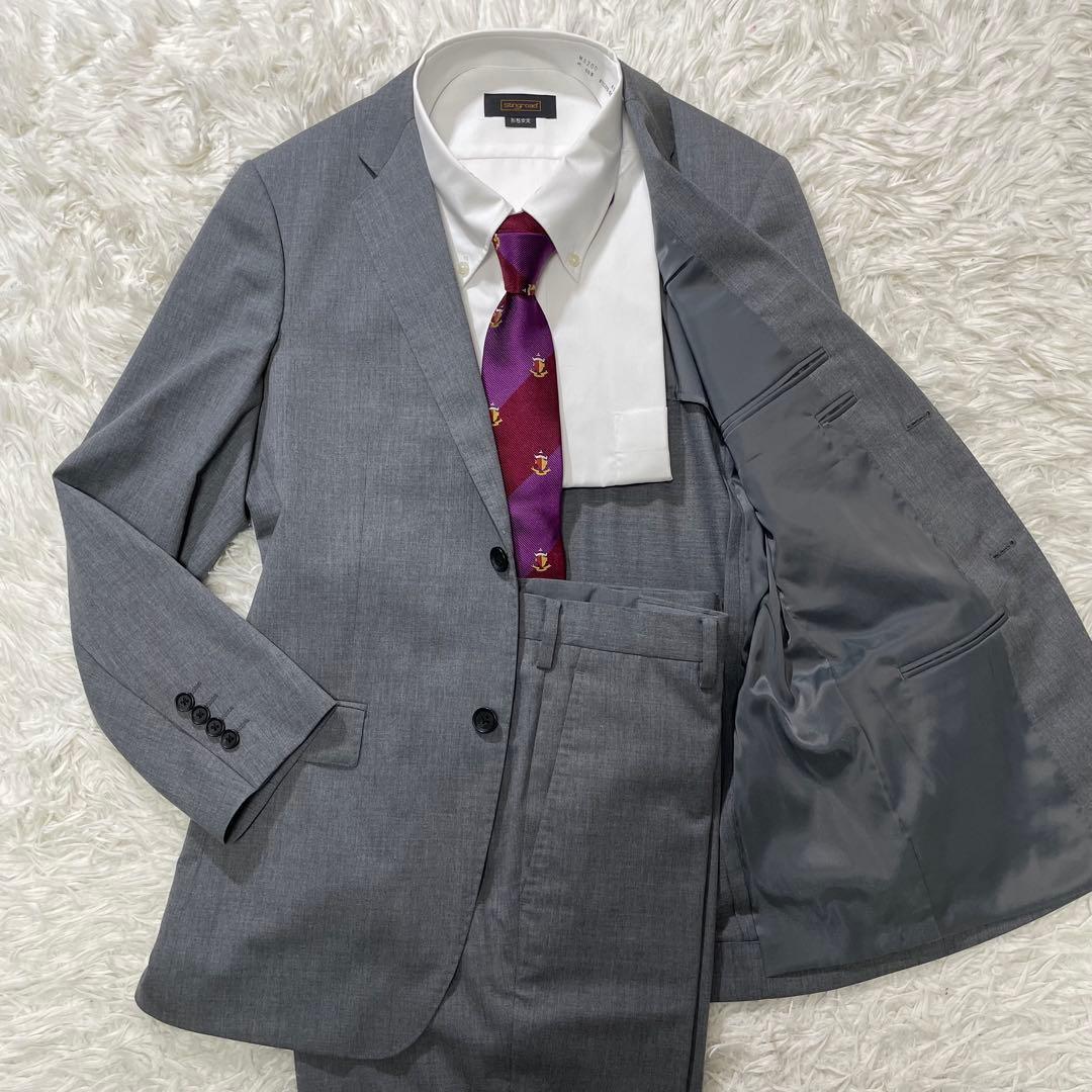 美品 ユニクロ ストレッチウールスリムジャケット グレー S