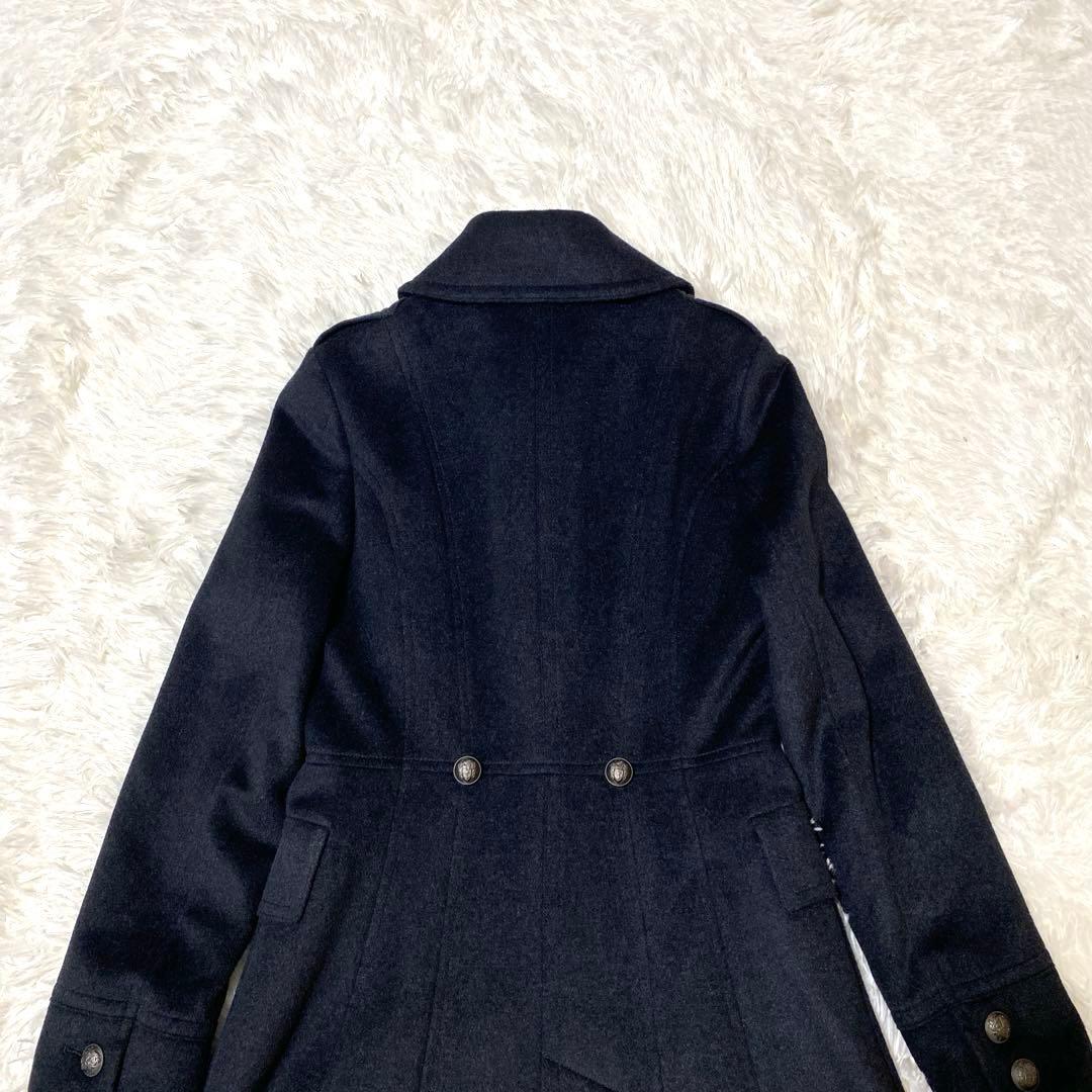 美品】 コムサデモード ナポレオンコート Aライン アンゴラ シルク