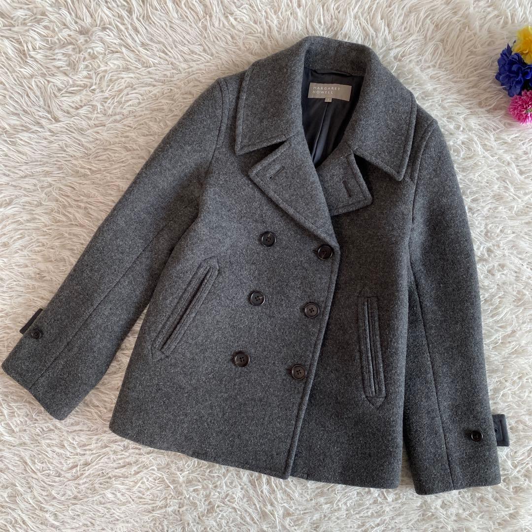 BiiAriannaマーガレットハウエル　高級カシミヤ混ピーコート マーガレットハウエル】ピーコート カシミヤ ウール ダブル ネイビー