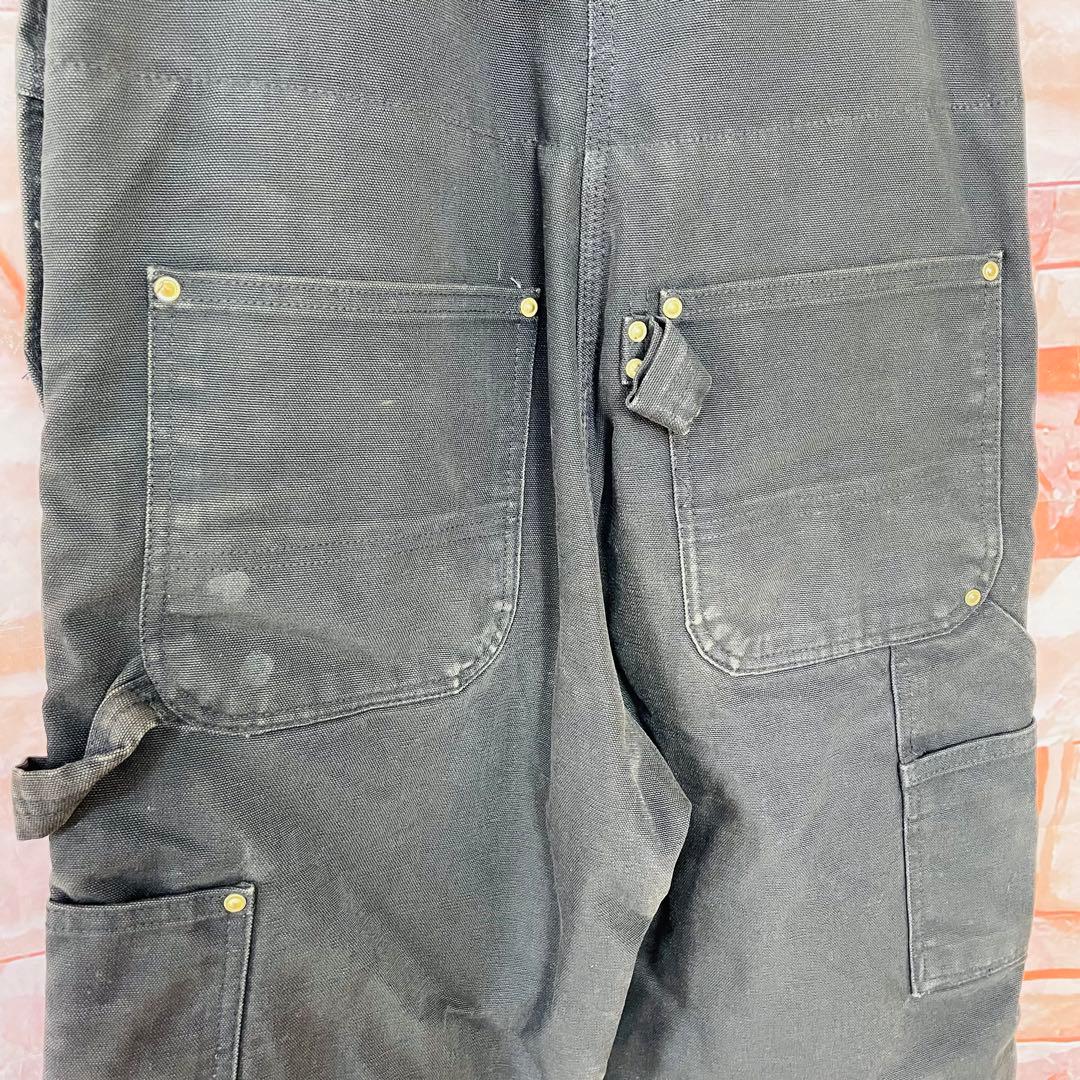 激レア】カーハートcarhartt ダブルニーオーバーオール 80s星タグL黒