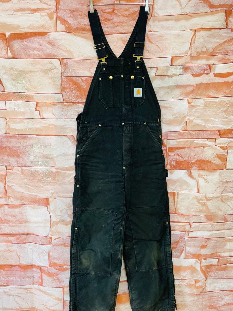 激レア】カーハートcarhartt ダブルニーオーバーオール 80s星タグL黒