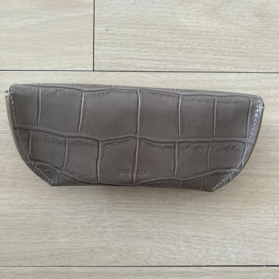 IL BISONTE イルビゾンテ グレー レザー メガネケース グラスケース
