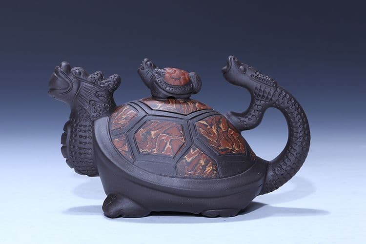 紫砂茶壷 中国宜興製 竜亀壺