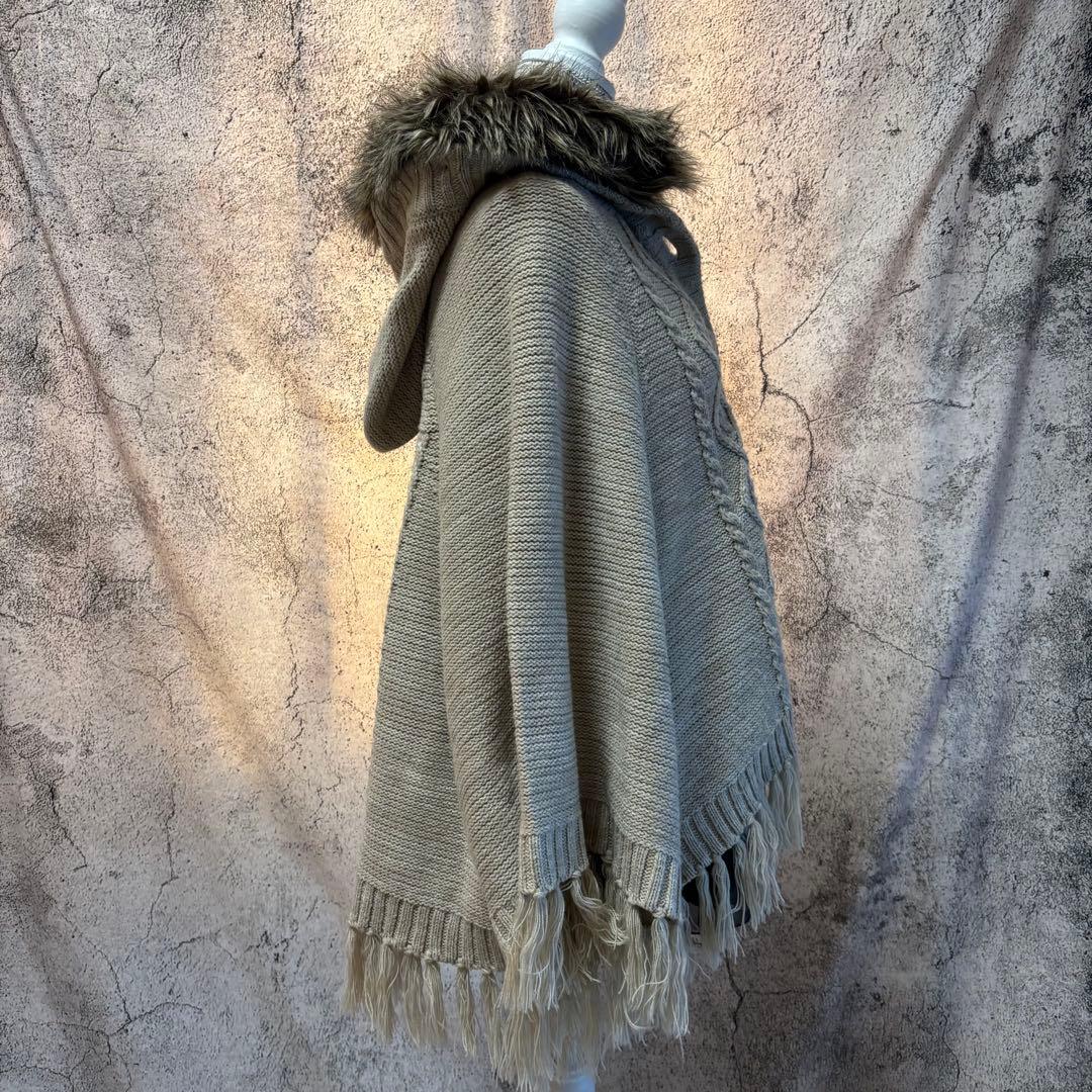 y2k 00s 森ガール ニットポンチョ スカート 2点セット ファー フリンジ