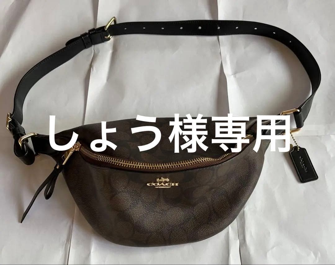 COACH ボディバッグ ブラウン ロゴ Coach Signature Leather Jacquard/Canvas Demi Khaki and Brown
