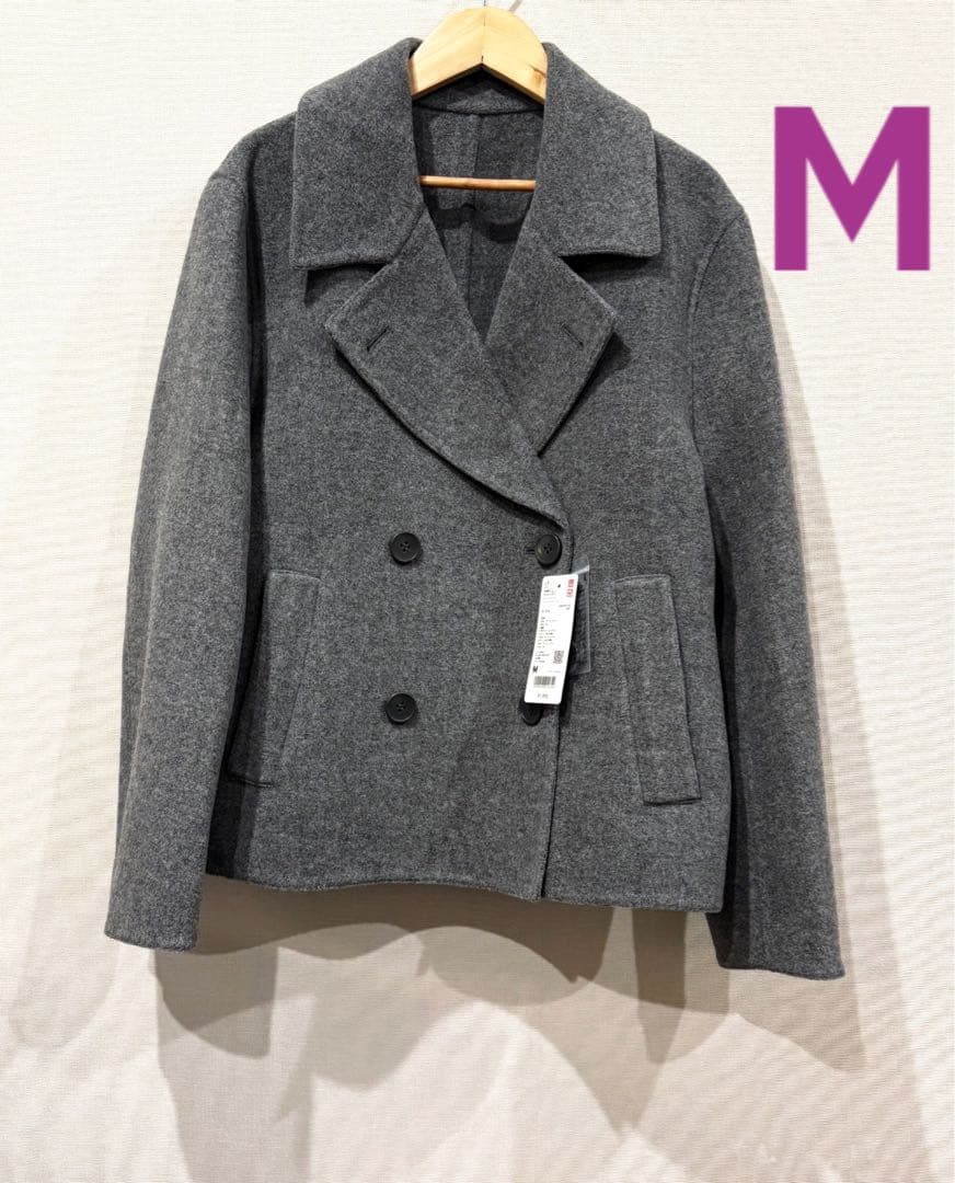 UNIQLOダブルフェイスショートコートリラックスフィットMサイズグレーユニクロ ユニクロ公式 | ダブルフェイスショートコートリラックスフィット