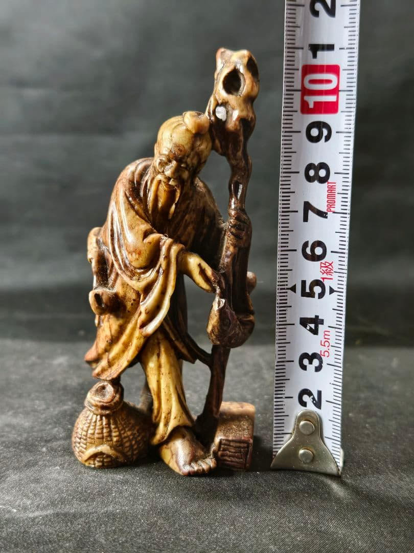 寿山石彫刻置物 姜太公像 時代物 中国骨董 アンティーク 旧家蔵出し