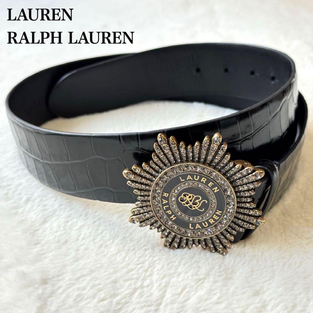 ローレンラルフローレン スターバーストバックル クロコエンボスド ワイド ベルト LAUREN RALPH LAUREN（ローレン ラルフ ローレン）の「スターバースト