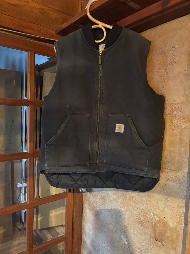 古着 USA製 カーハート ダックベスト ジャケット ブラック ビッグサイズ Carhartt カーハート ダック地 ボアワークベスト メンズ
