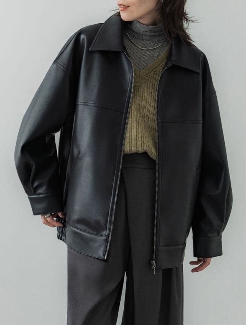 crewre フェイクレザージップブルゾン black サイズ3 - メルカリ